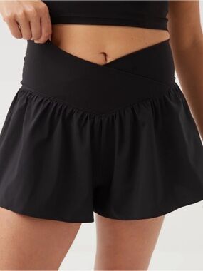 aerie Black Cross-Front High-Waist Skort